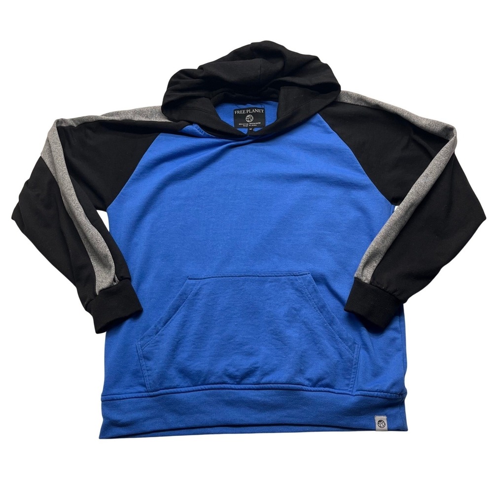 Free Planet Mens Colorblock Hoodie‎ Blue Black Grey FF9M50BLU Size M